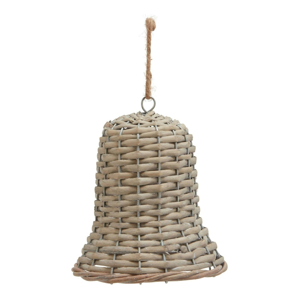 image 1 of Hill Interiors The Noel Collection Wicker Bell Christmas Decoration - Brown - 12cm x 7cm x 7cm