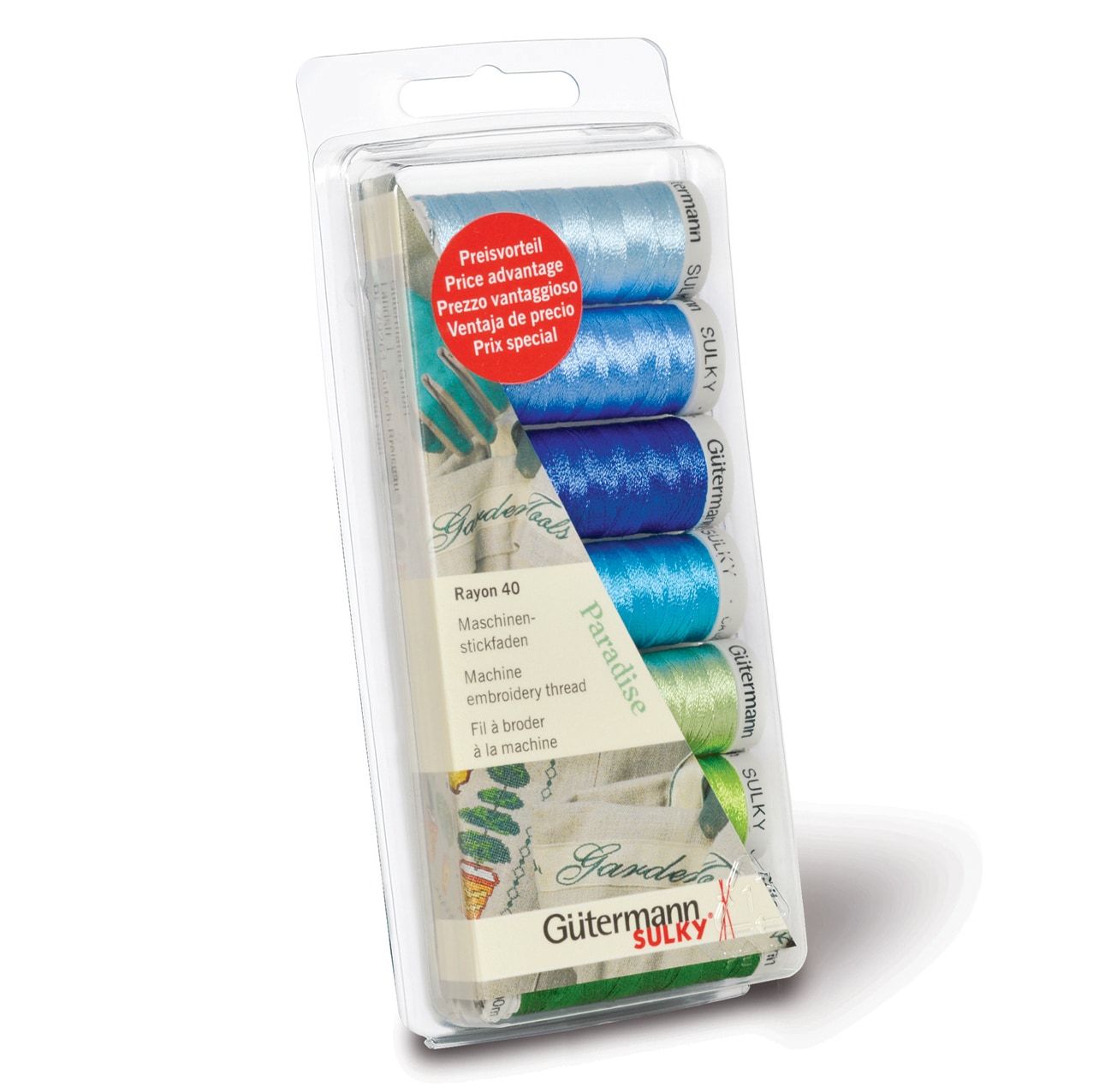 Gutermann Rayon 40 Thread Set - 7x200m Paradise Colours, High-Sheen Machine Embroidery Thread