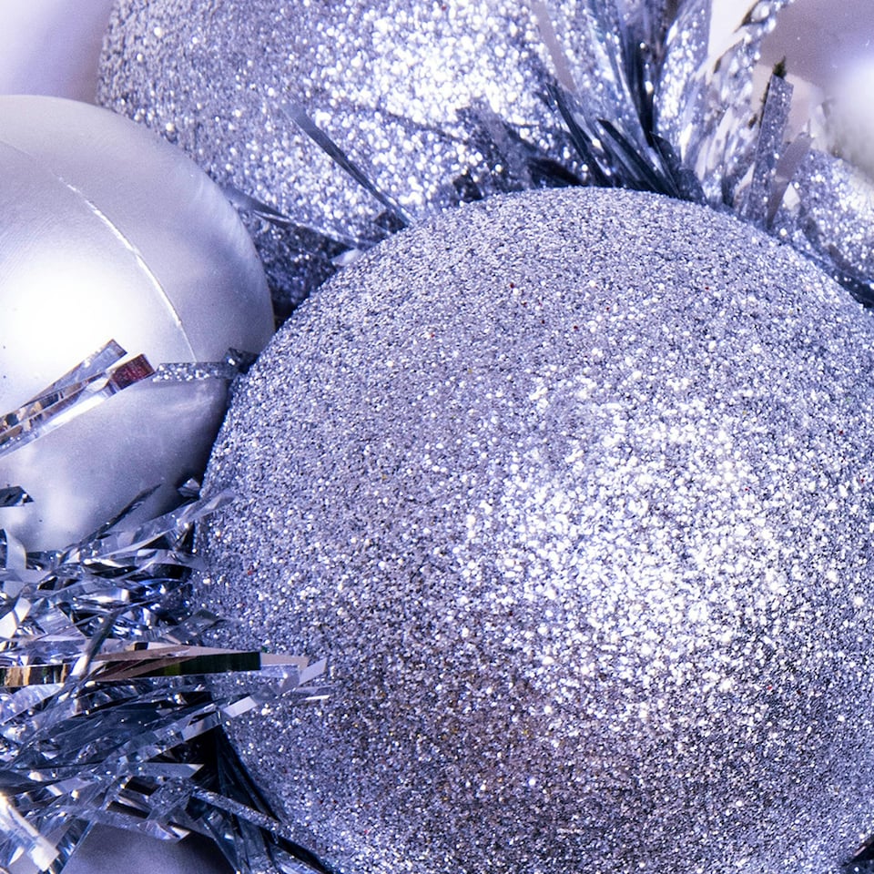 image 1 of Christmas Tree World 33cm Shatterproof Bauble Wreath - Silver
