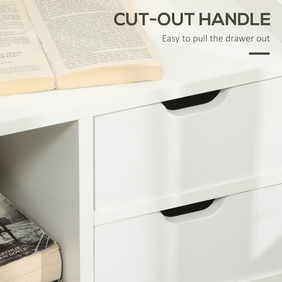 image 1 of HOMCOM Modern Bedside Table w/2 Drawer and Storage Shelves Chest for Bedroom