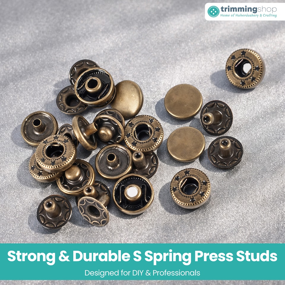 image 1 of 15mm S Spring Press Studs 4-Part, Durable & Lightweight - 100pcs