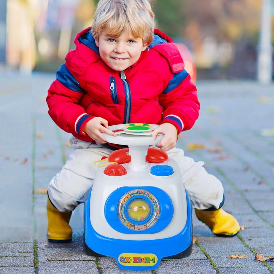 image 1 of Alivio Kids First Ride On Car with Sounds & Storage Box Non-Slip Wheels (Blue)