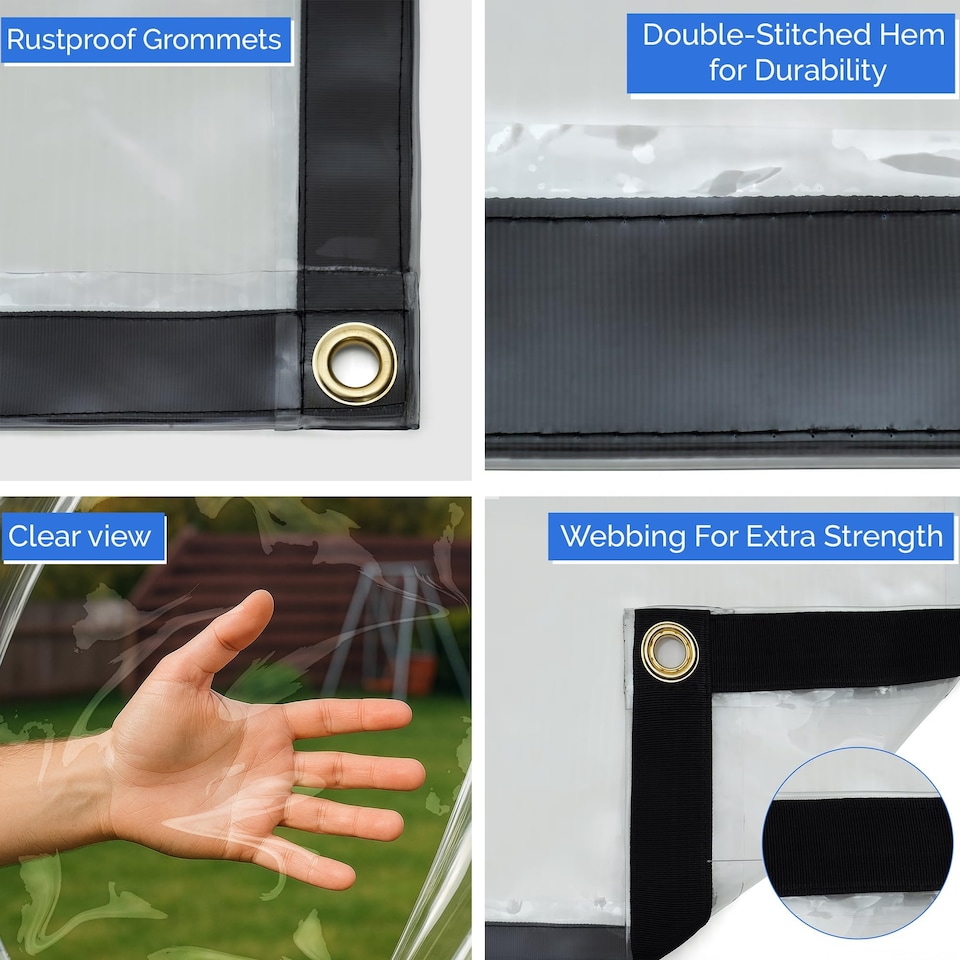 image 1 of Covers&All Heavy Duty Clear Vinyl Tarp, 20 Mil Waterproof Clear Tarp with Grommets, 8 x 10 ft