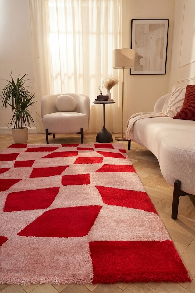 image 1 of The Rugs Joli Collection Chequered Soft and Dense Pile Living Room and Bedroom Floor Rug