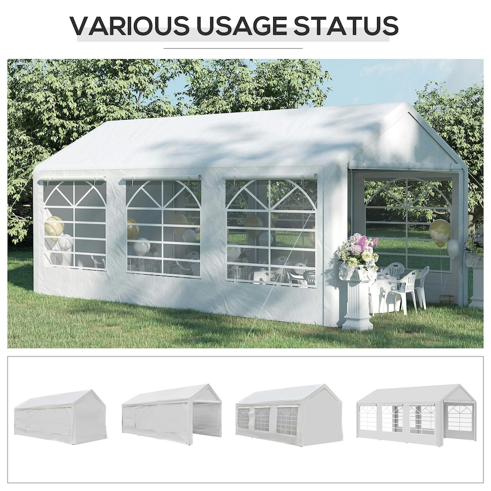 image 1 of Outsunny 6m x 3m Heavy Duty Carport Outdoor Car Canopy Shelter Party Tent
