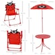 image 7 of Outsunny Kids Folding Picnic Table Chair Set Ladybug Pattern Outdoor w/ Parasol | Red | Red