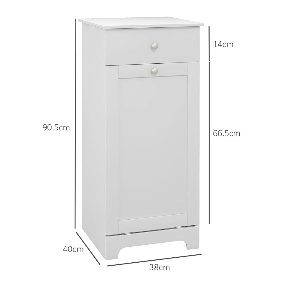 image 1 of HOMCOM Bathroom Cabinet with Folding Laundry Hamper and Drawer, White