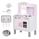 image 2 of HOMCOM Kids Kitchen Play Set Wooden Pretend Play Toy with Sounds Utensils Pans Storage Child Role Play Accessories for 3 Years Plus Pink
