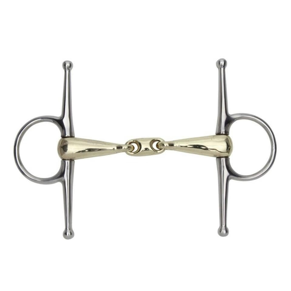 Shires Brass Lozenge Horse Snaffle Bit - Brass - 5.5in