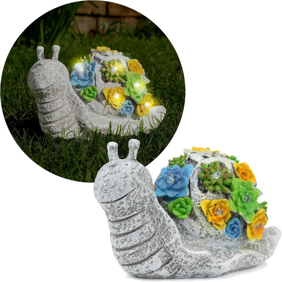 image 1 of Pack of 1 Solar Snail Garden Ornament Grey | One Size