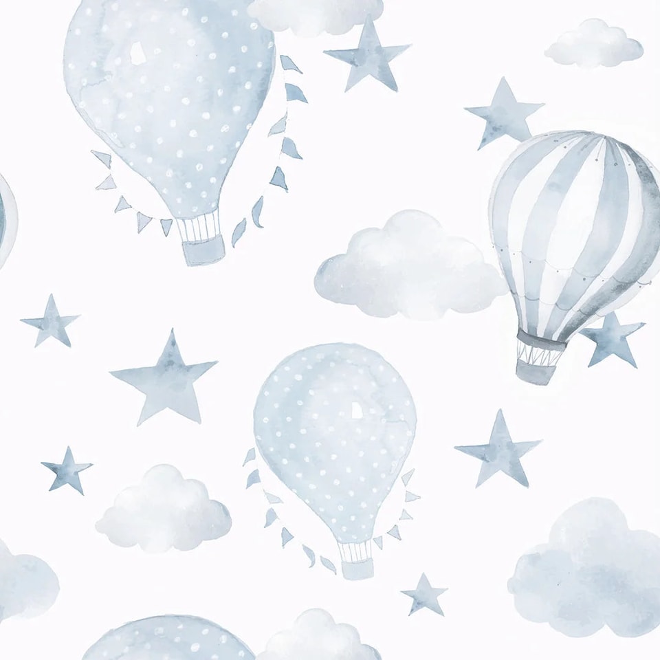 image 1 of The Great Adventure Wallpaper in Blue and White | Blue | Blue and White