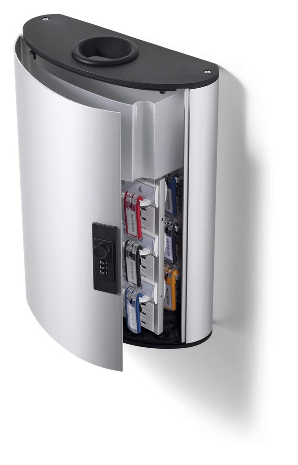 image 1 of Durable Key Safe Plus Lock Box Drop Slot | Holds 54 Keys | Includes 6 Key Clips | Silver