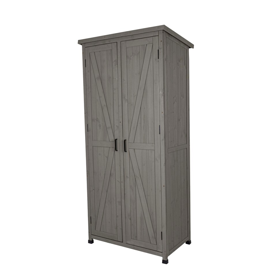 image 1 of Tall Garden Wooden Storage Shed Grey