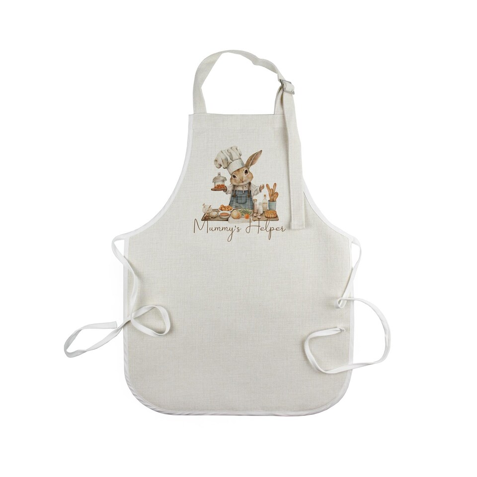 image 1 of Bunny Rabbit Childrens Small Linen Apron - Mummy's Helper