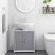 image 8 of kleankin 60x60cm Under-Sink Storage Cabinet w/ Adjustable Shelf Grey White White | White, Grey