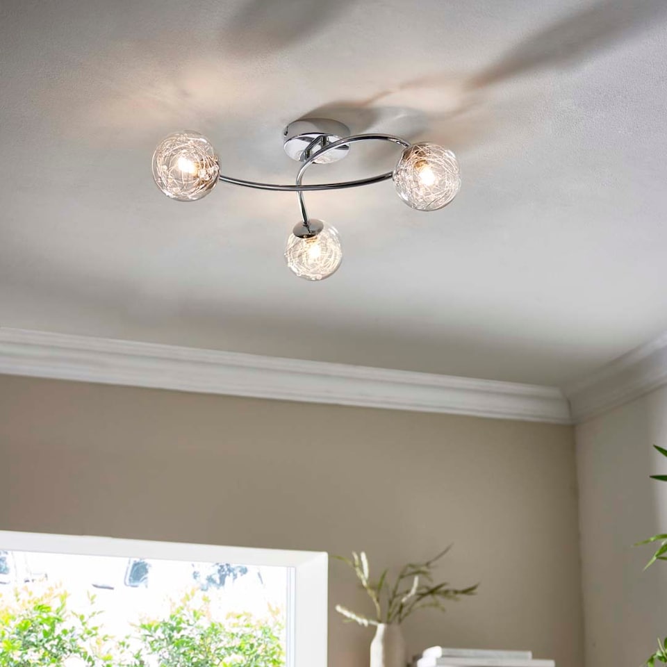 image 1 of Jaymie 3-Light Chrome Semi-Flush Ceiling Light