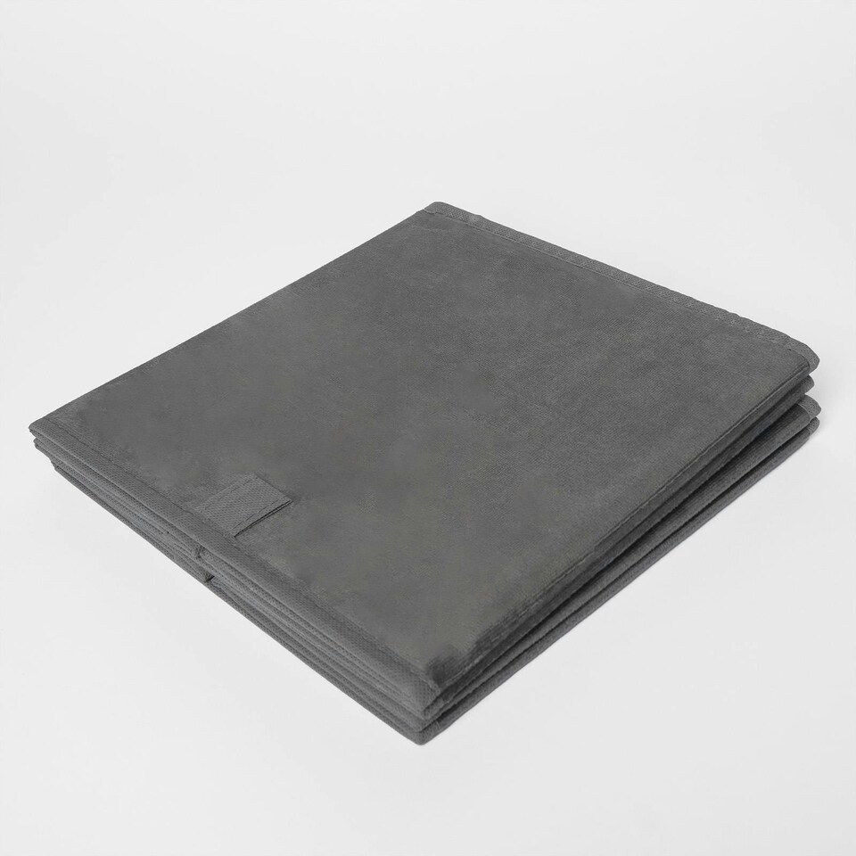 image 1 of OHS 2 Pack Folding Storage Cubes Soft Matte Velvet Collapsible Home Modern Storage Organiser Space Saving Square Ottoman Boxes Grey | Charcoal Grey