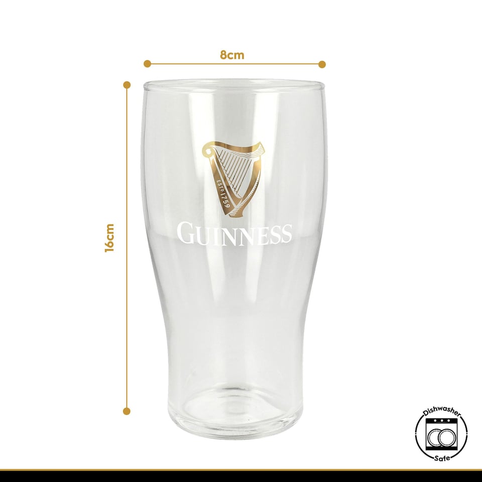 image 1 of Guinness Tulip Pint Glass Set - 2 Piece Large Reusable Glass Craft Beer Drinking Tulip Lager Ale Pub Kitchen Tumbler Cups Set