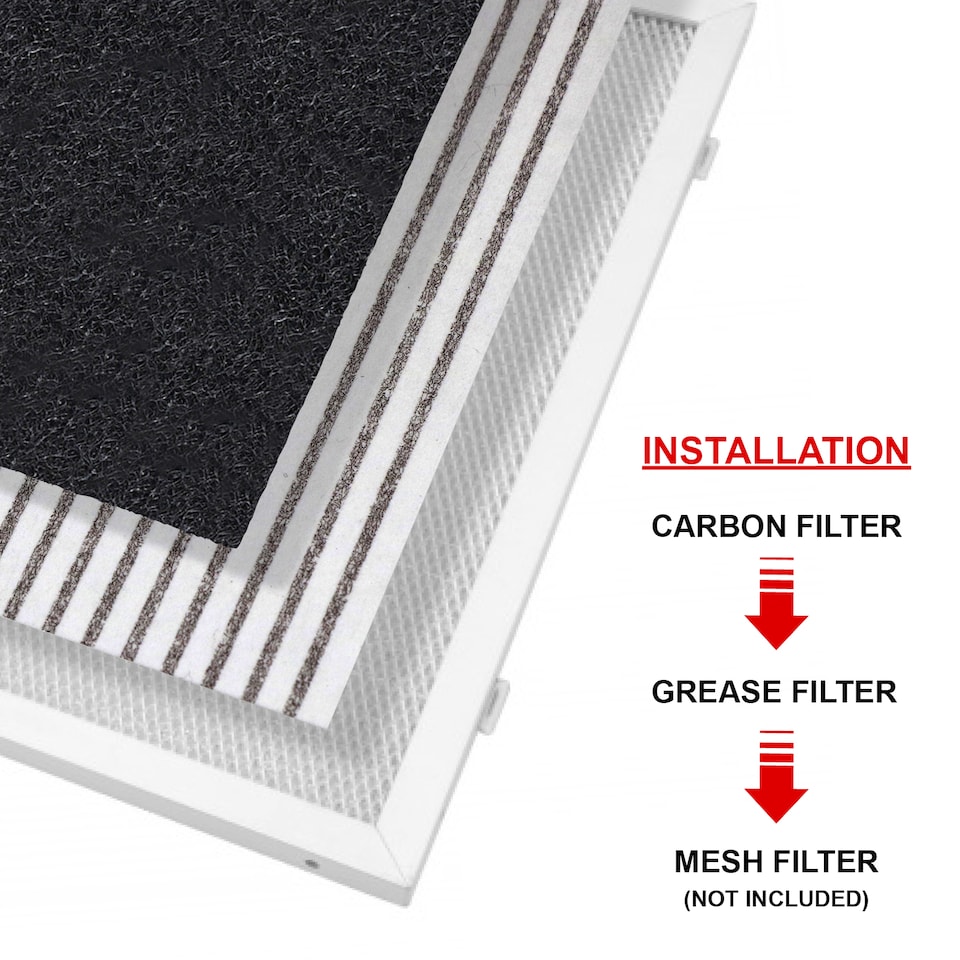 image 1 of SPARES2GO UNIVERSAL Cooker Hood Filter Extractor Vent Fan Odour + Grease Carbon Filters