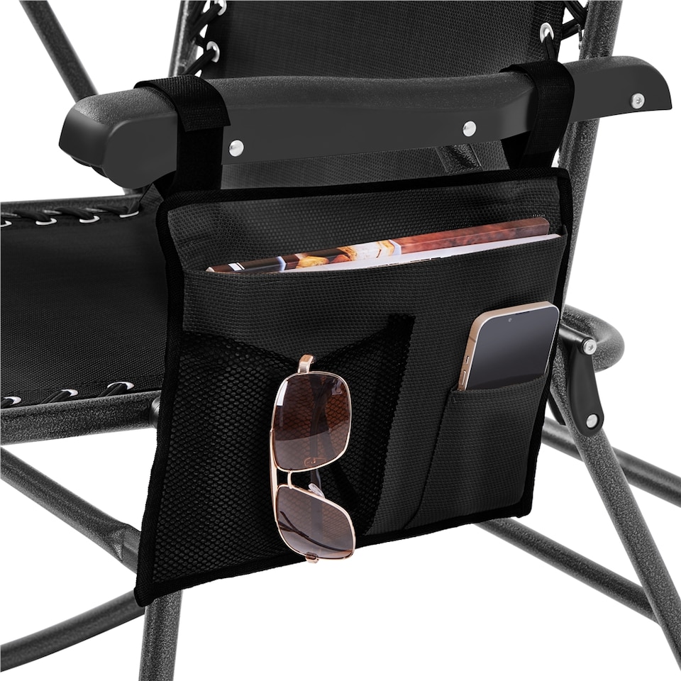 image 1 of Yaheetech 65.5 cm W  Foldable Rocking Lounger with Pillow-Black | Black | Black | One Size | 1