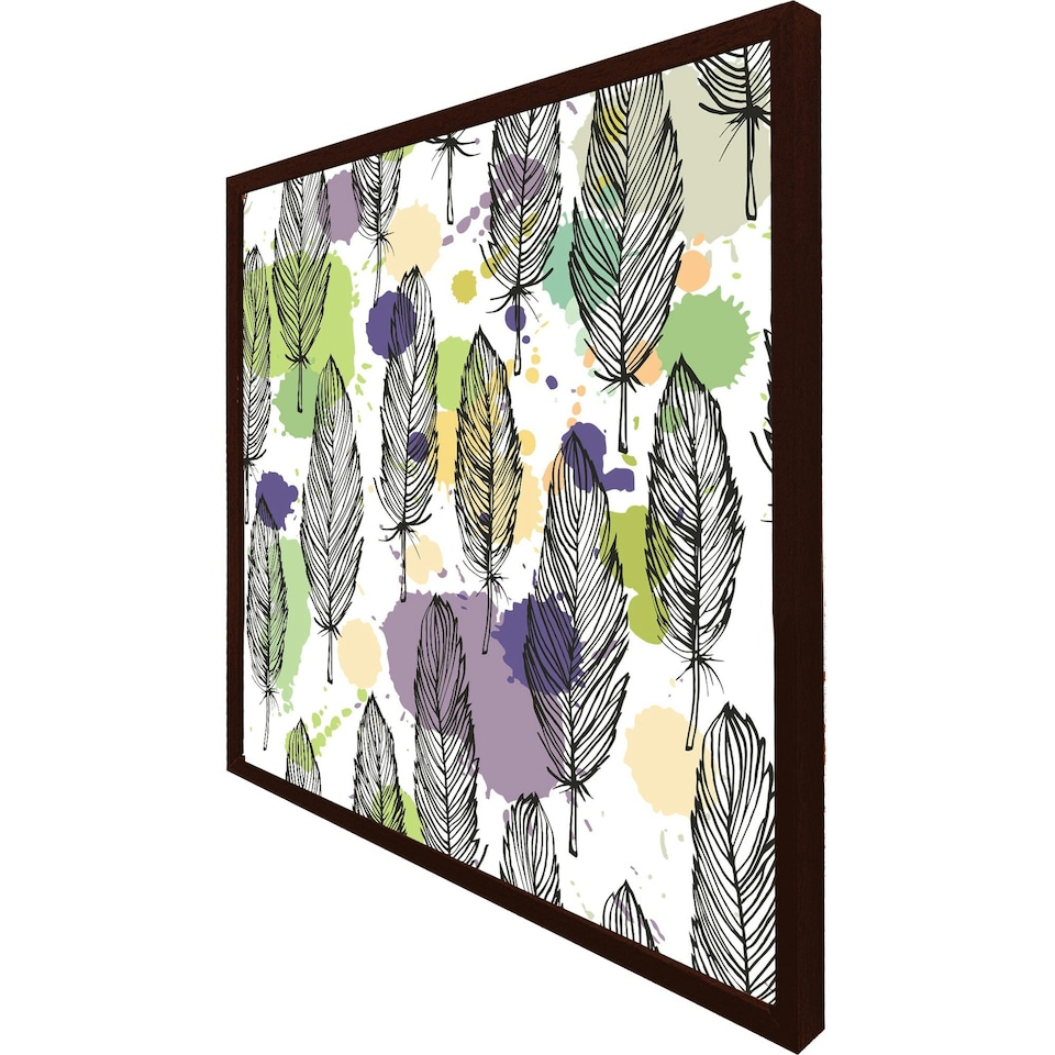 image 1 of Spotted coloured feather pattern, background (Picture Frame) Black | M