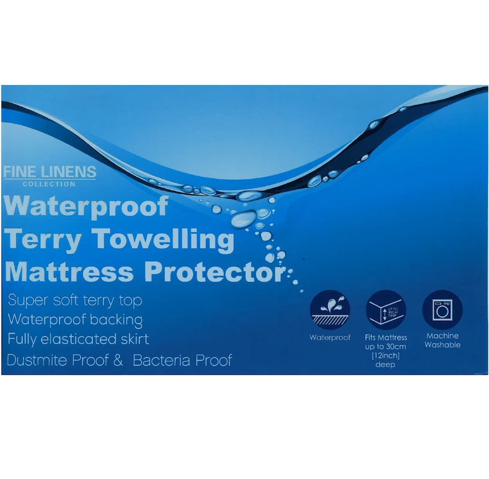 image 1 of Waterproof King Size Terry Towel Mattress Protector Fitted Bed Sheet Cover Topper Bedding