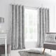 image 1 of Catherine Lansfield Crushed Velvet Lined Eyelet Curtains | Silver | Silver Grey