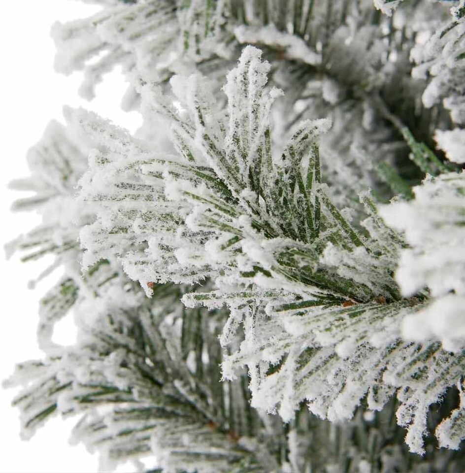 image 1 of 7ft Neo Scandinavian Tips Spruce Fir Artificial Christmas Tree Xmas Realistic Branches Green Natural Branches with Solid Metal Legs (Snow Flocked) | Green