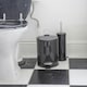 image 5 of Harbour Housewares 2pc Round Stainless Steel Pedal Bin & Toilet Brush Set - 5L - Black