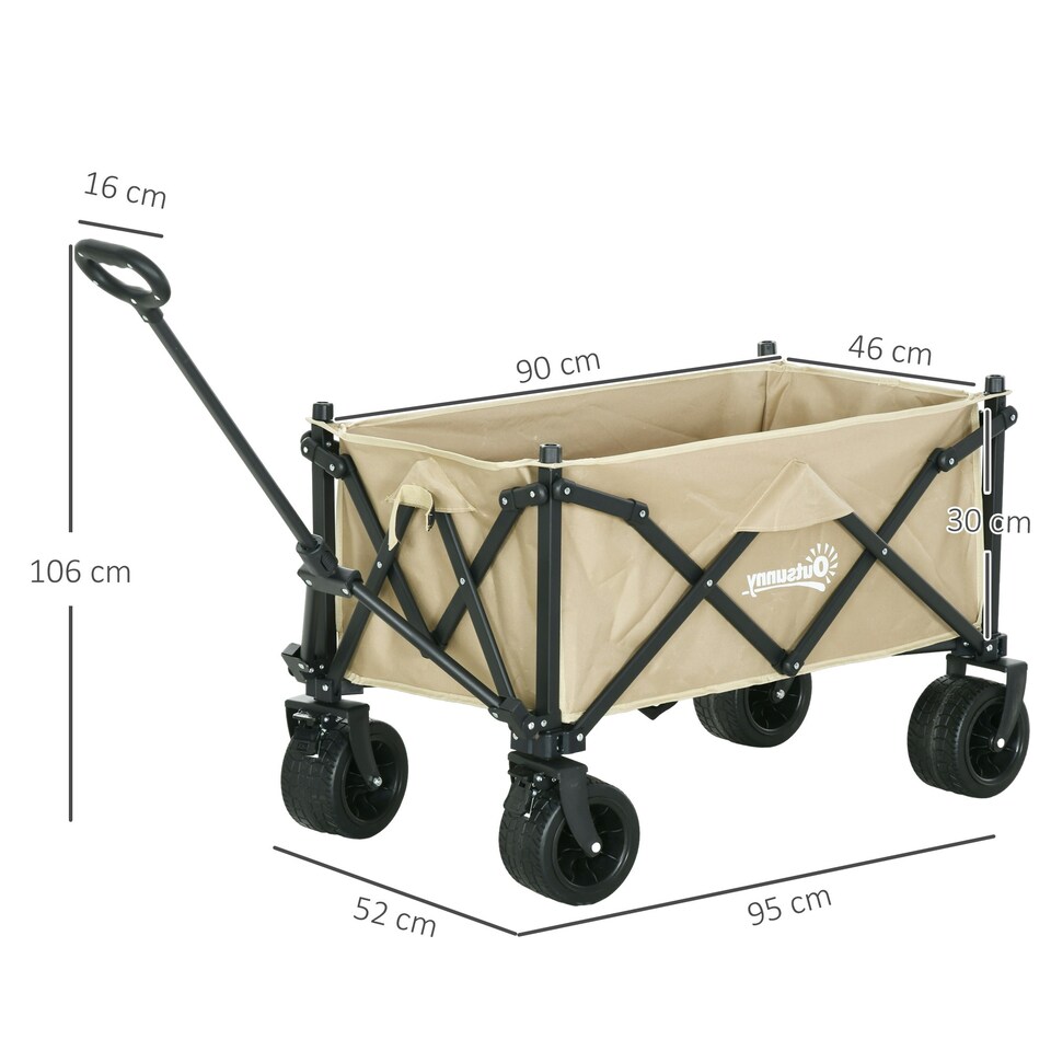 image 1 of Outsunny Foldable Garden Cart, Outdoor Utility Wagon with Carry Bag, Camouflage