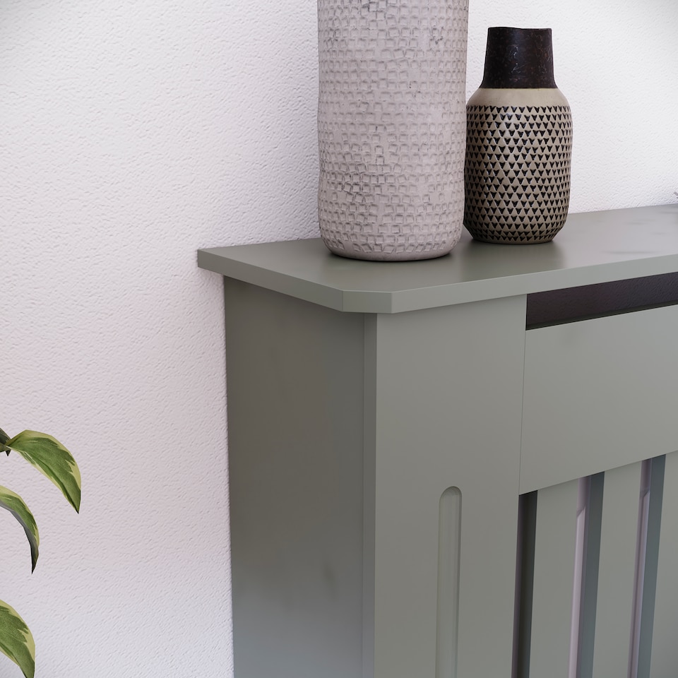 image 1 of Vida Designs Chelsea Radiator Cover Painted MDF Slatted Cabinet, Grey, 78cm