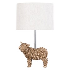 Angus - Highland Cow Table Lamp With Oatmeal Linen Shade | Brown | Large | 1