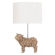 image 1 of Angus - Highland Cow Table Lamp With Oatmeal Linen Shade | Brown | Large | 1