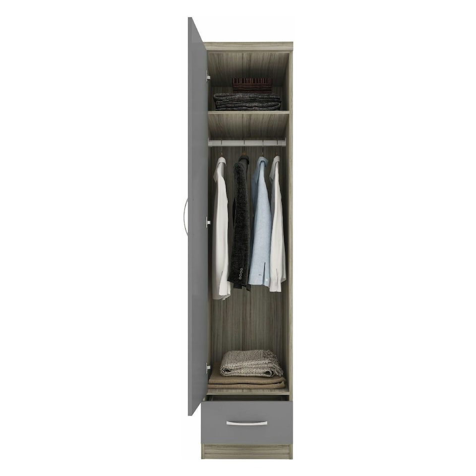 image 1 of Nevada 1 Door 1 Drawer Wardrobe | Grey