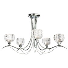 Blanche 5 Light Semi Flush Multi Arm Ceiling Light Chrome, Moulded Clear Glass, G9
