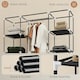 image 5 of HOMCOM Fabric Wardrobe with 10 Shelves 1 Hanging Rail Foldable Closets Black