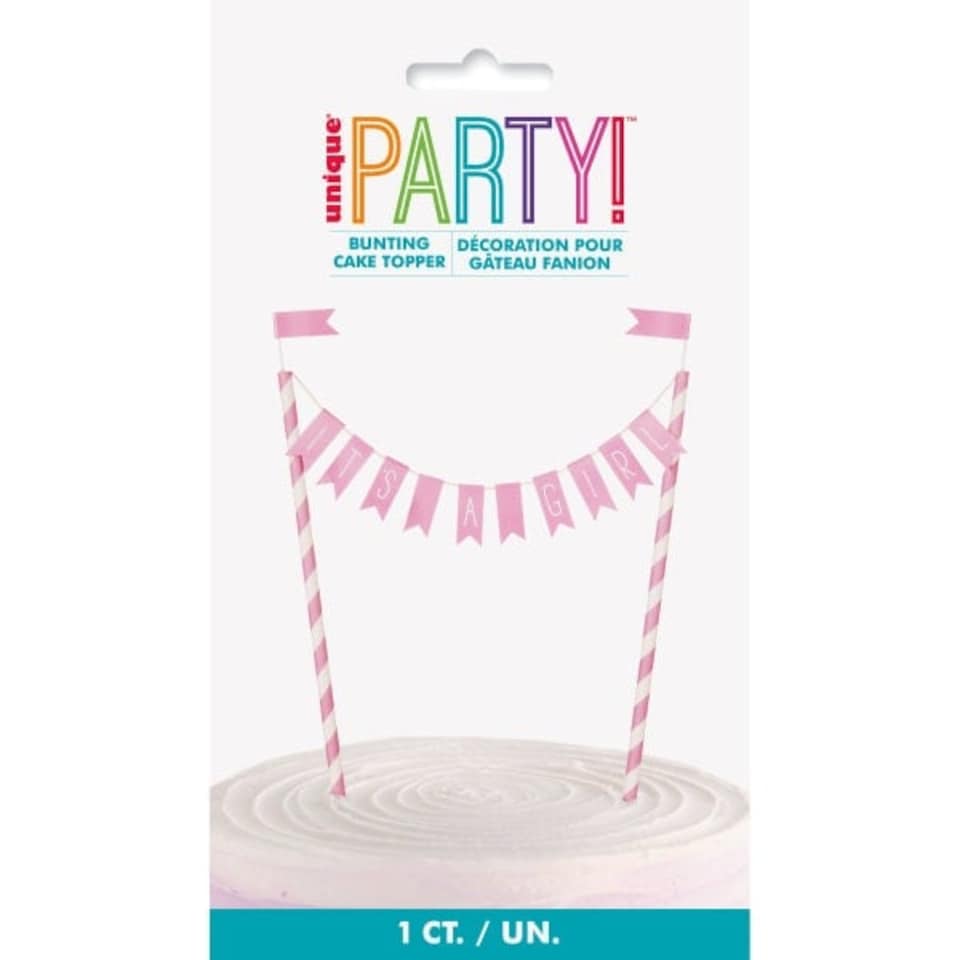 image 1 of It's a Girl Baby Shower Bunting Cake Topper