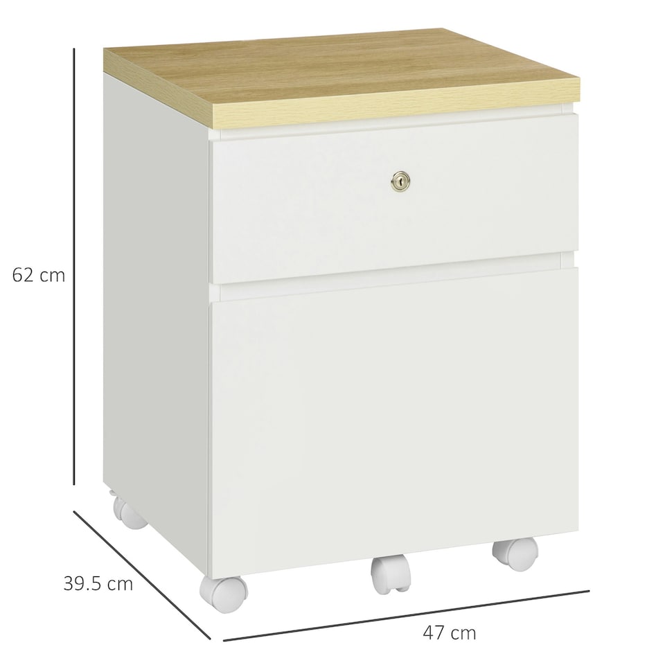 image 1 of Vinsetto Mobile Filing Cabinet Lockable File Cabinet Legal Size W/ Drawers White