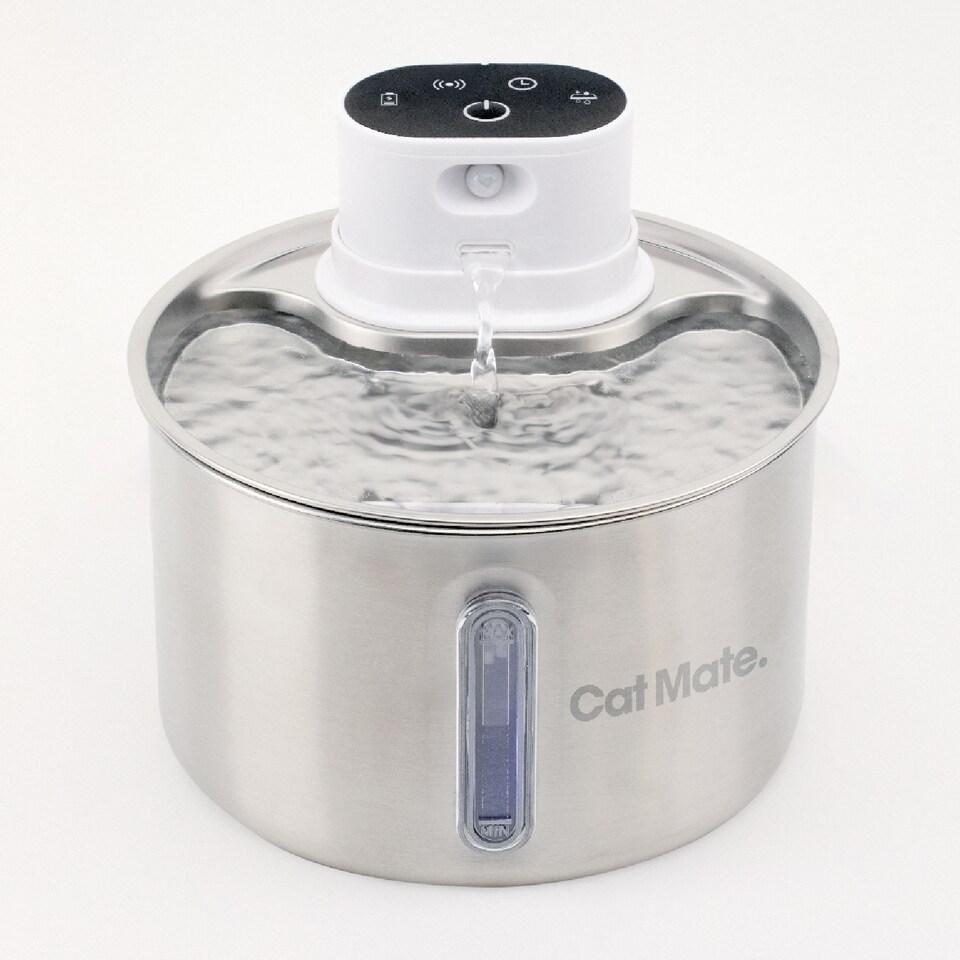 image 1 of Cat Mate 2.2 Litre Stainless Steel Cordless Cat Water Fountain | Silver