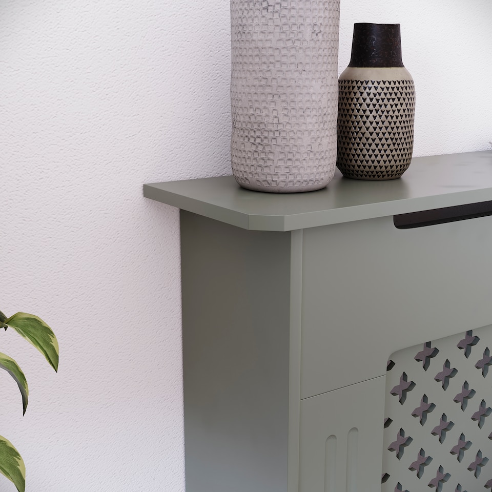 image 1 of Vida Designs Oxford Radiator Cover Painted MDF Cabinet, Grey, 78cm