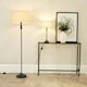 image 1 of ValueLights Maggie Black Metal Candlestick Floor Lamp with Natural Fabric Lamp Shade