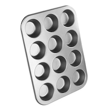 Chef Aid Non Stick Muffin Tray - Silver - 12 Cup