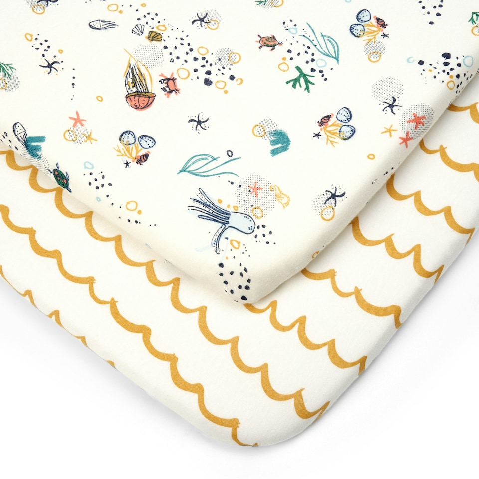 image 1 of Tutti Bambini Bedside Crib Fitted Sheets 2pk - Our Planet