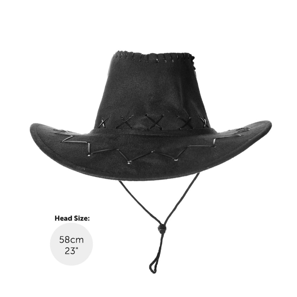 image 1 of Wild Western Costume 5 Pcs with Black Suede Cowboy Hat | Multi | XL