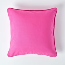 Homescapes Cotton Plain Cerise Cushion Cover - 30 x 30 cm | Pink | Cerise | 30 x 30 cm