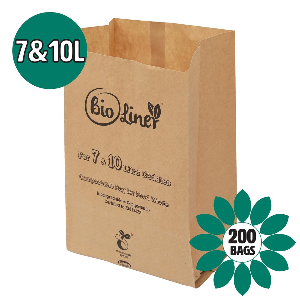 image 1 of 7 & 10L Bioliner Paper Compostable Caddy Liners (Medium) - 200 Bags