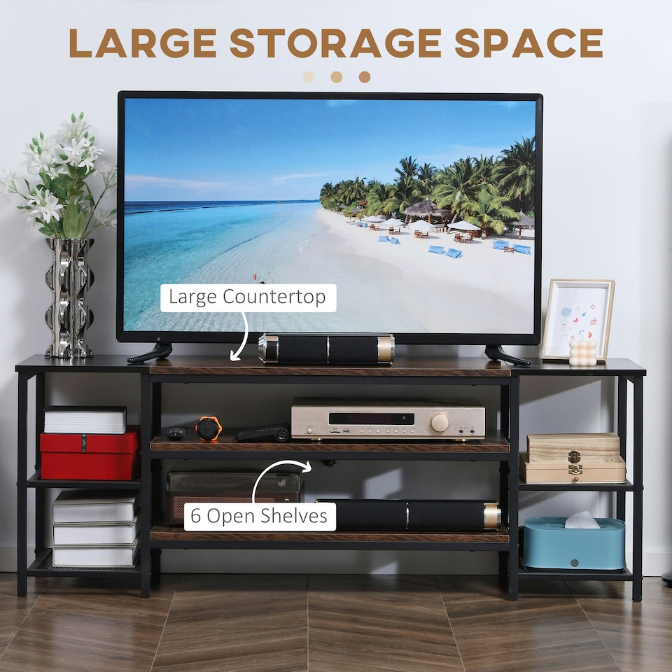 image 1 of HOMCOM TV Unit Cabinet for TVs up to 60Inches with Shelves Brown and Black