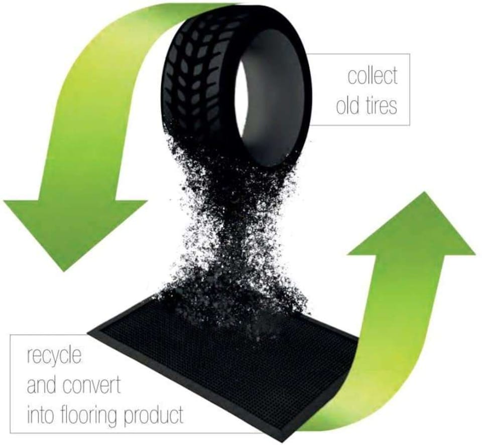 image 1 of Nicoman Rubber Elegant Blue Tile Halfmoon Doormat - 75x44cm