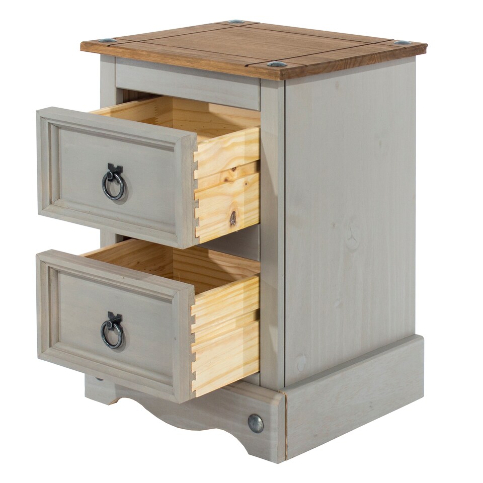 image 1 of Corona Premium 2 Drawer Petite Bedside Cabinet - Shaker-Style Nightstand with Dovetail Drawers | Grey | Grey Wax | One Size | 1