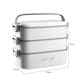 image 2 of Living and Home Stackable Bento Lunch Box with Handle 2 Layer, White, 2700ml | White